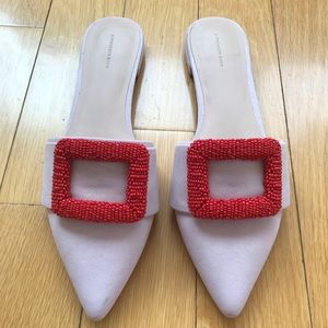 Something Navy beaded mules